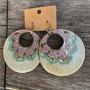 Gold and Purple Statement Earrings